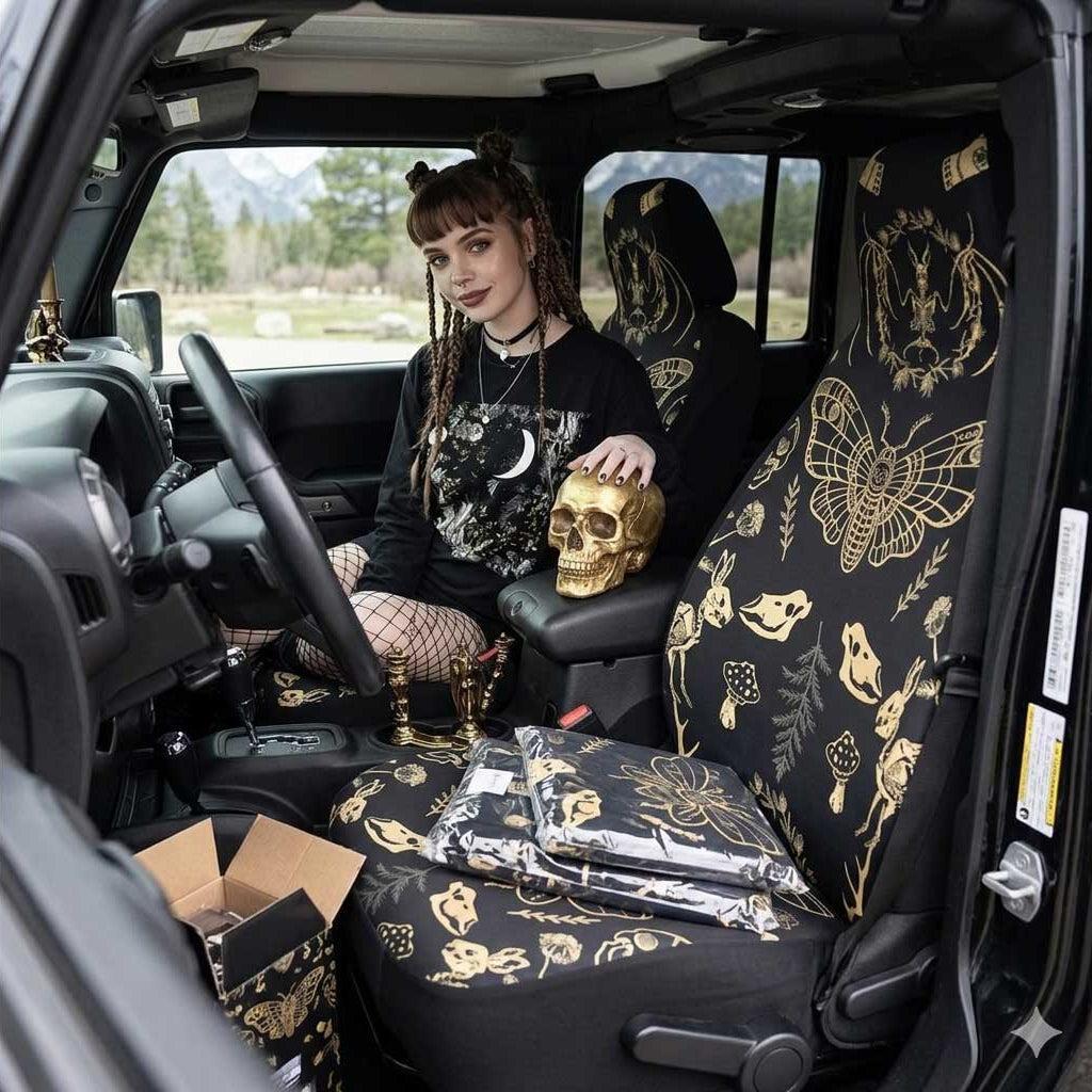 Dark Academia Witchy Forest Animal Bone Car Seat Cover Set - sense forest