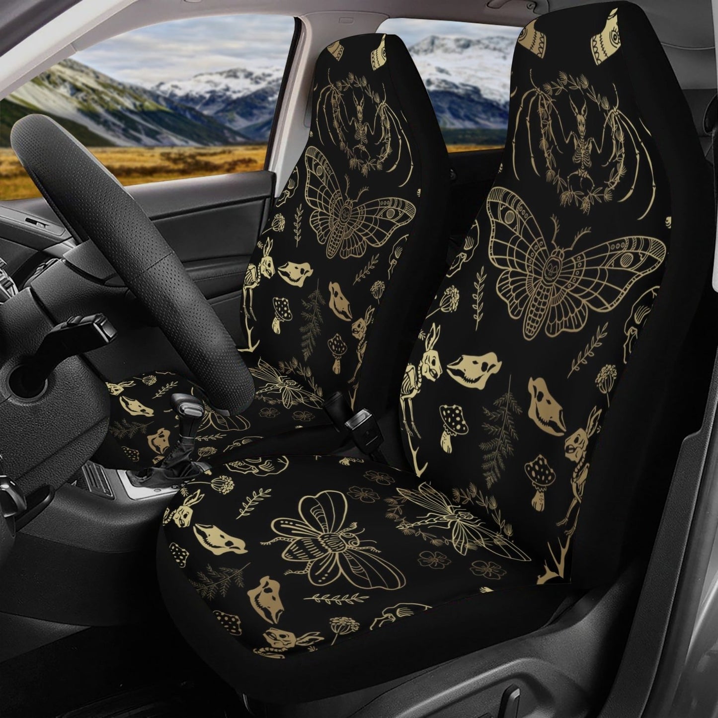 Dark Academia Witchy Forest Animal Bone Car Seat Cover Set - sense forest
