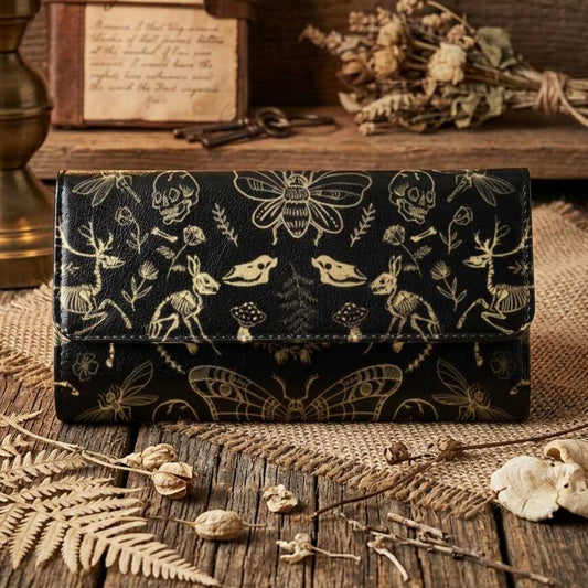 Dark Adacemia Forest Animal Skeleton Trifold wallet | Sense Forest - sense forest