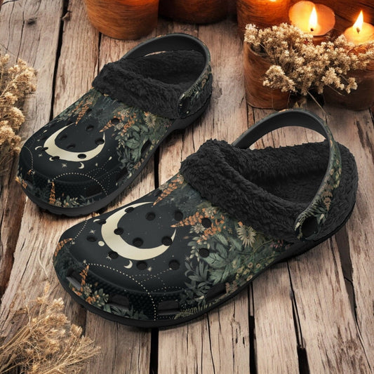 Dark Boho Moon Forest phase Slip On Slippers - sense forest
