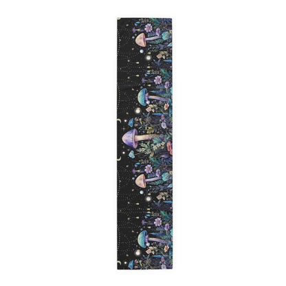 Dark Boho Purple mushroom forest dinner table runner cloth - sense forest