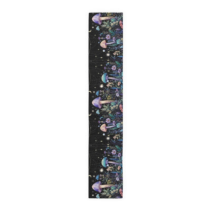 Dark Boho Purple mushroom forest dinner table runner cloth - sense forest