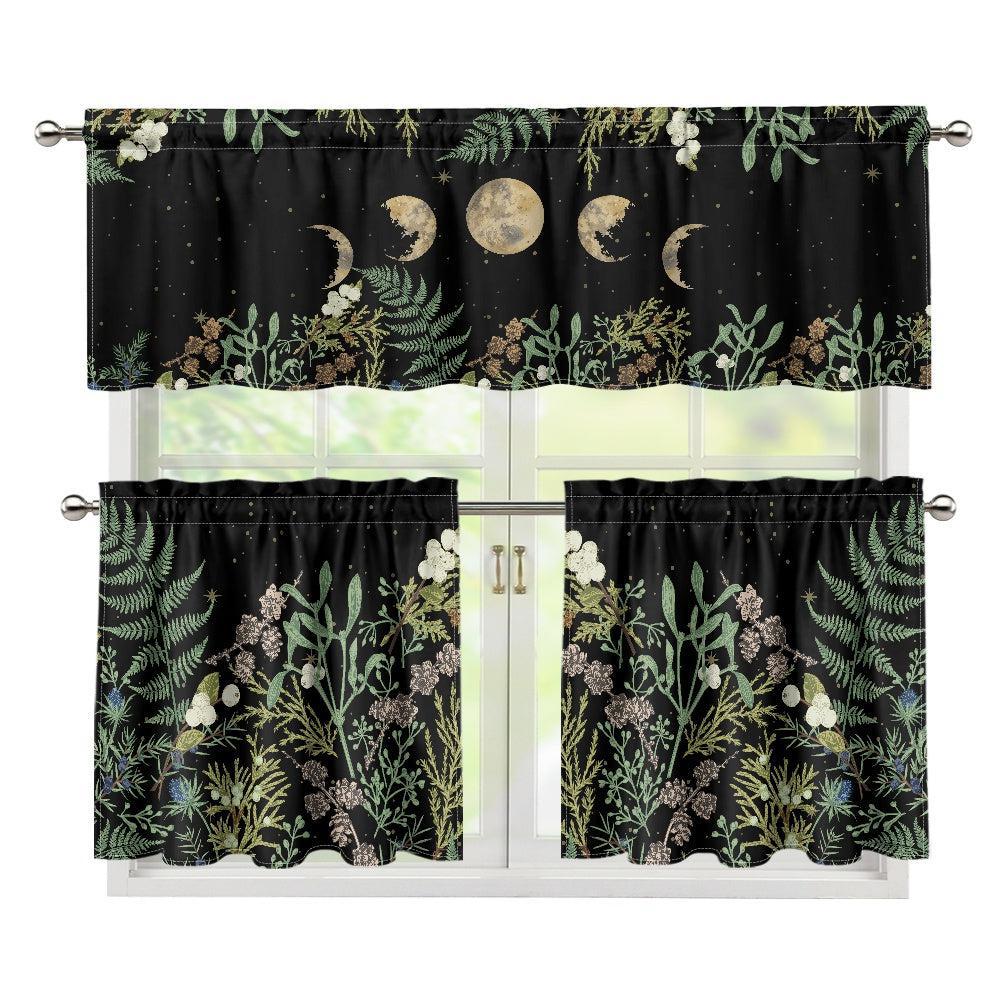 Dark Cottagecore Fern forest Kitchen Curtain Valance Tiers Set | Sense Forest - sense forest