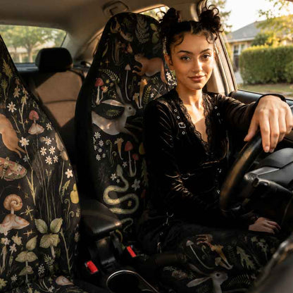 Dark Cottagecore Forest Animals Car Seat Cover Set - sense forest