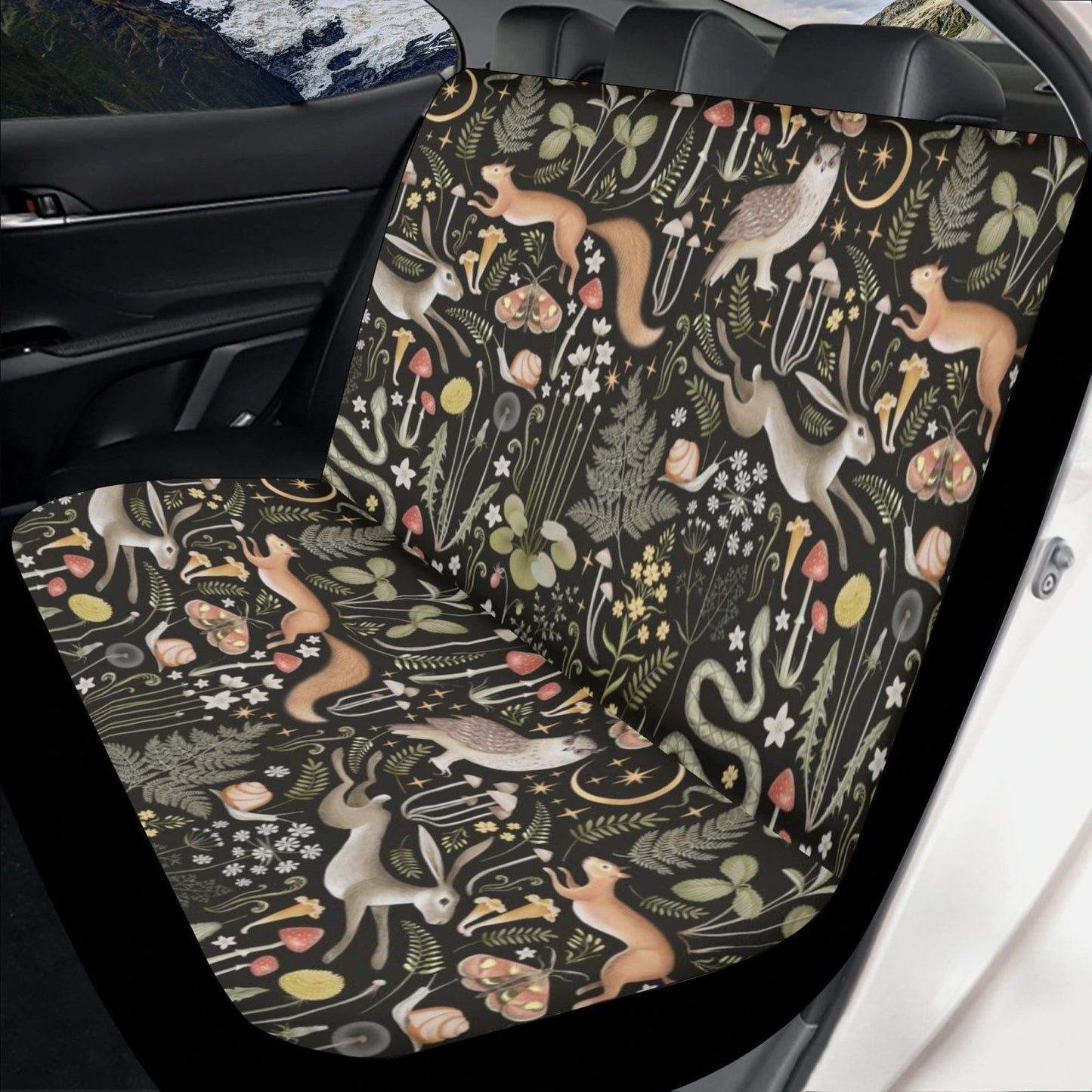 Dark Cottagecore Forest Animals Car Seat Cover Set - sense forest