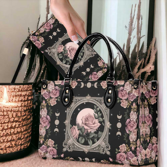 Dark Cottagecore Full moon rose handbag and wallet set | Sense Forest - sense forest