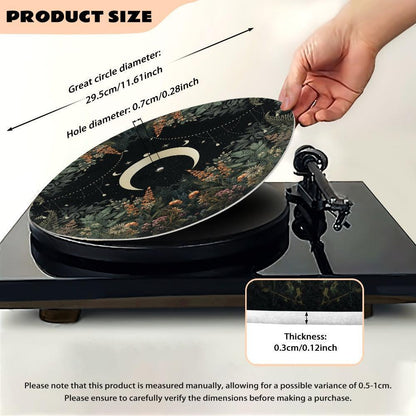 Dark Cottagecore Lush Forest Moon Phase Turntable mat |Sense Forest - sense forest