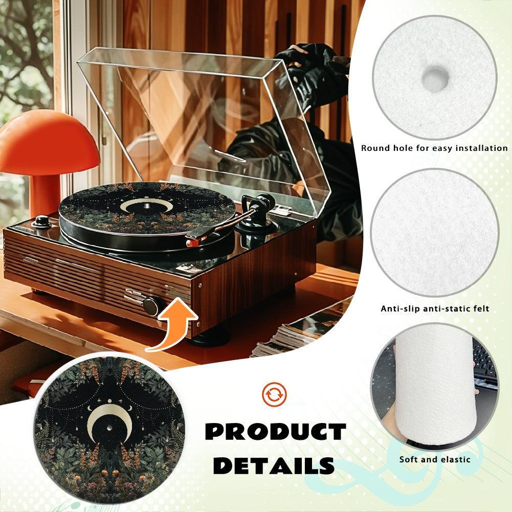Dark Cottagecore Lush Forest Moon Phase Turntable mat |Sense Forest - sense forest