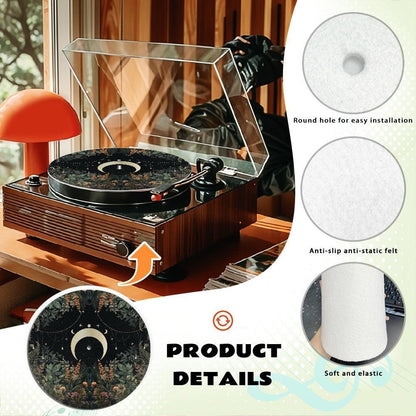 Dark Cottagecore Lush Forest Moon Phase Turntable mat |Sense Forest - sense forest