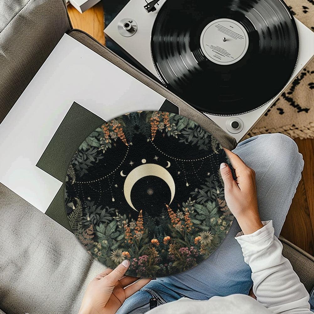 Dark Cottagecore Lush Forest Moon Phase Turntable mat |Sense Forest - sense forest