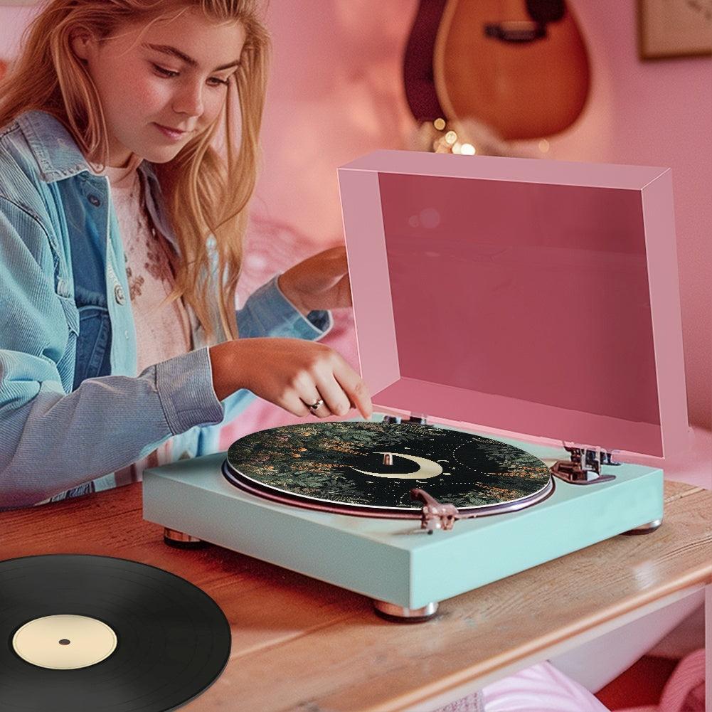 Dark Cottagecore Lush Forest Moon Phase Turntable mat |Sense Forest - sense forest