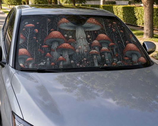 Dark Cottagecore Mushroom Car Windshield Sun Shade | Sense Forest - sense forest