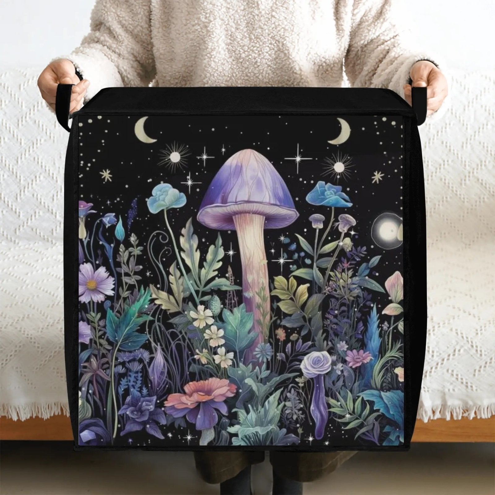 Dark Cottagecore Purple Mushroom Duvet bedding Storage Boxy Bag - sense forest