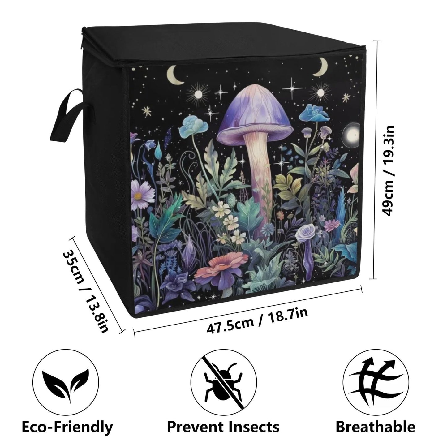 Dark Cottagecore Purple Mushroom Duvet bedding Storage Boxy Bag - sense forest