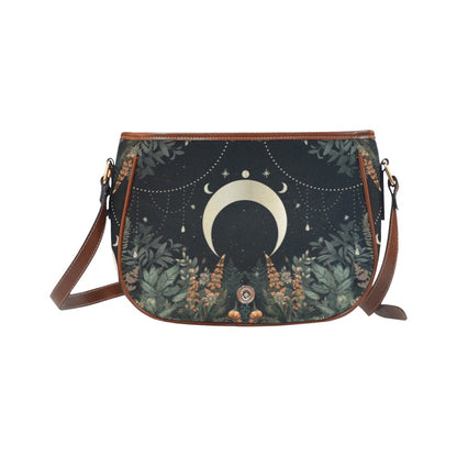 Lush Forest Moon Phase Witchy Canvas Saddle Bag | Sense Forest