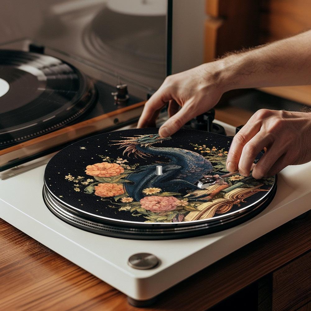 Dragon & Peony Fantasy Book Lover’s Turntable Slipmat | Sense Forest - sense forest