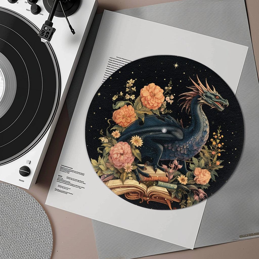 Dragon & Peony Fantasy Book Lover’s Turntable Slipmat | Sense Forest - sense forest