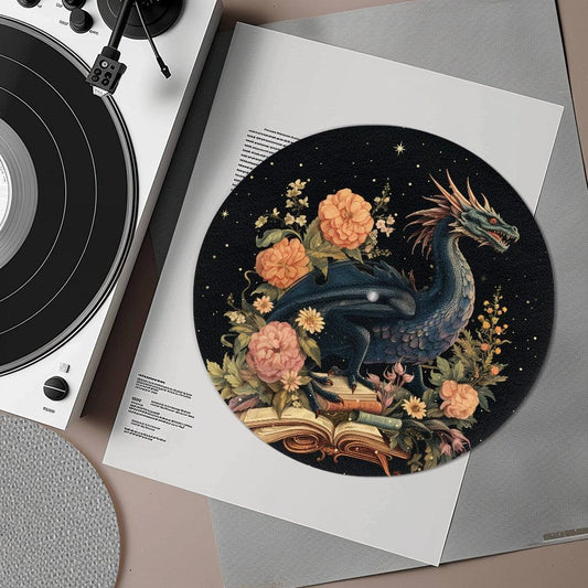Dragon & Peony Fantasy Book Lover’s Turntable Slipmat | Sense Forest - sense forest