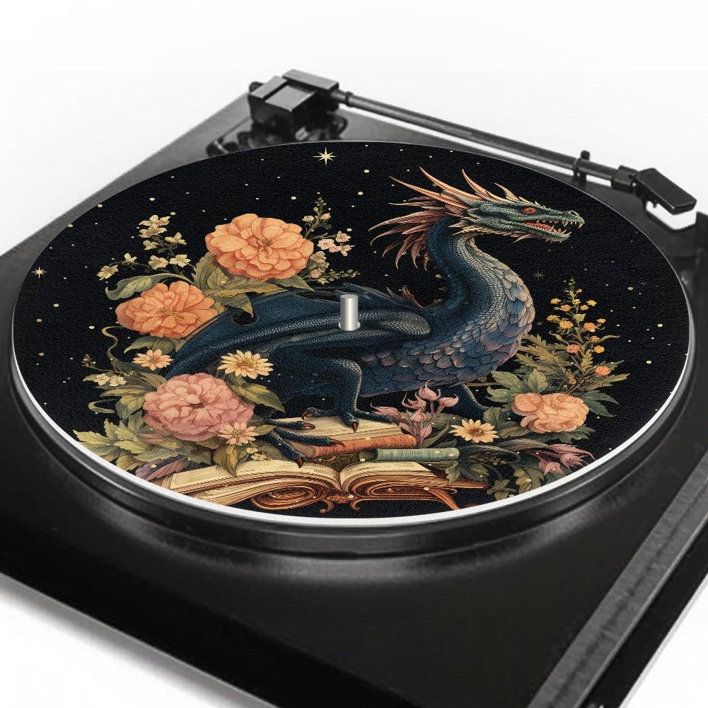 Dragon & Peony Fantasy Book Lover’s Turntable Slipmat | Sense Forest - sense forest