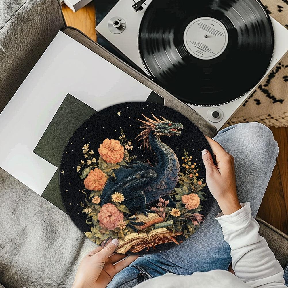 Dragon & Peony Fantasy Book Lover’s Turntable Slipmat | Sense Forest - sense forest