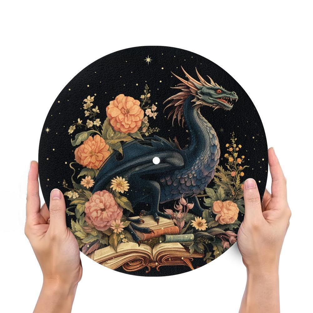 Dragon & Peony Fantasy Book Lover’s Turntable Slipmat | Sense Forest - sense forest