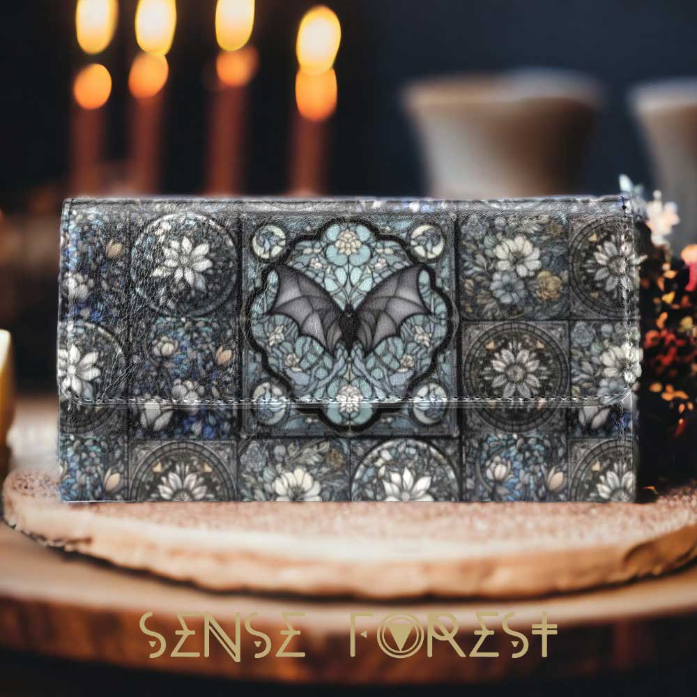 Medieval Stained Glass Bat Satchel Bag and Wallet Set | Sense Forest