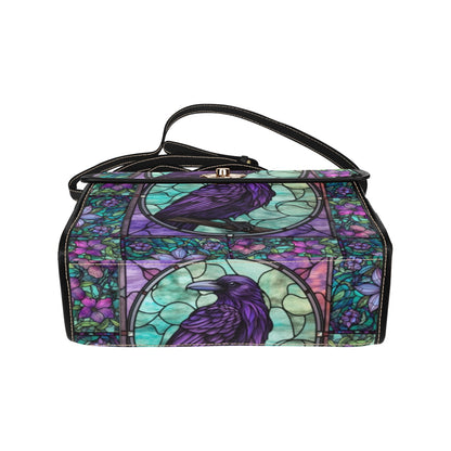 Stained Glass Crow Medieval Goth Canvas Satchel Bag| Sense Forest