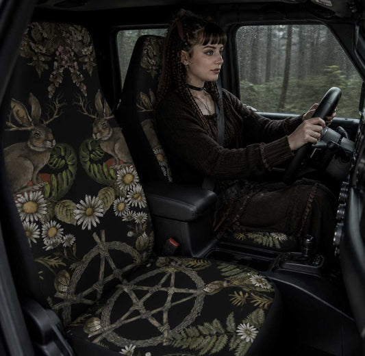 Enchanted Jackalope & Pentagram Car Seat Covers – Dark Forest Mystical - sense forest
