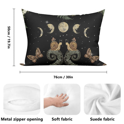 Fern Snail Moon phase Decorative Rectangular All - Over Print Pillow Case - sense forest