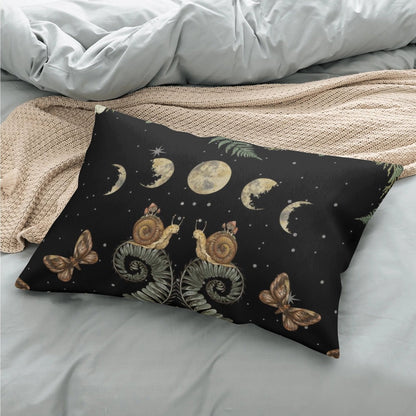 Fern Snail Moon phase Decorative Rectangular All - Over Print Pillow Case - sense forest