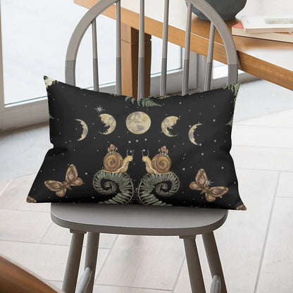 Fern Snail Moon phase Decorative Rectangular All - Over Print Pillow Case - sense forest