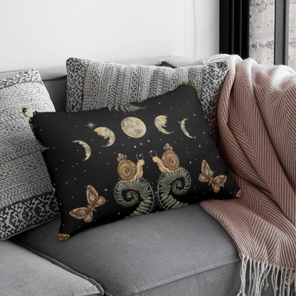 Fern Snail Moon phase Decorative Rectangular All - Over Print Pillow Case - sense forest