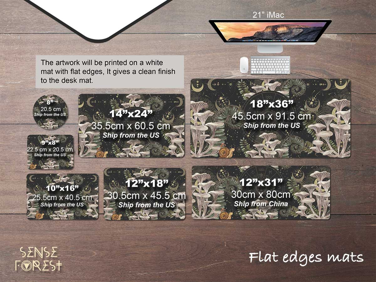 Dark Cottagecore desk mat,  Witchy mushroom gaming mousepad, Forest extended mousepad, gamer desk setup, tarot mat, Green with altar decor