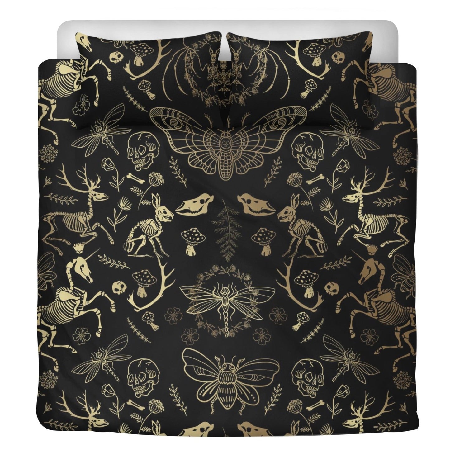 Forest Animal bones skeleton 3 Pcs Beddings, Oddities Dark academia Duvet Cover Set - sense forest