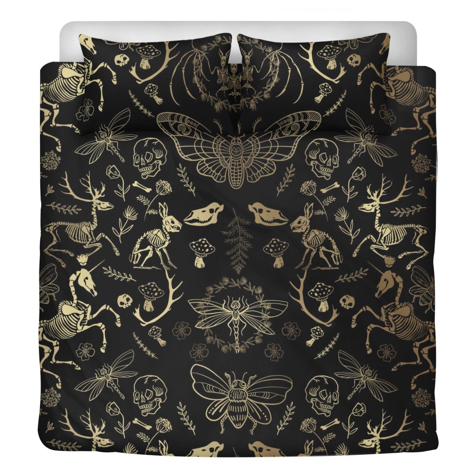 Forest Animal bones skeleton 3 Pcs Beddings, Oddities Dark academia Duvet Cover Set - sense forest