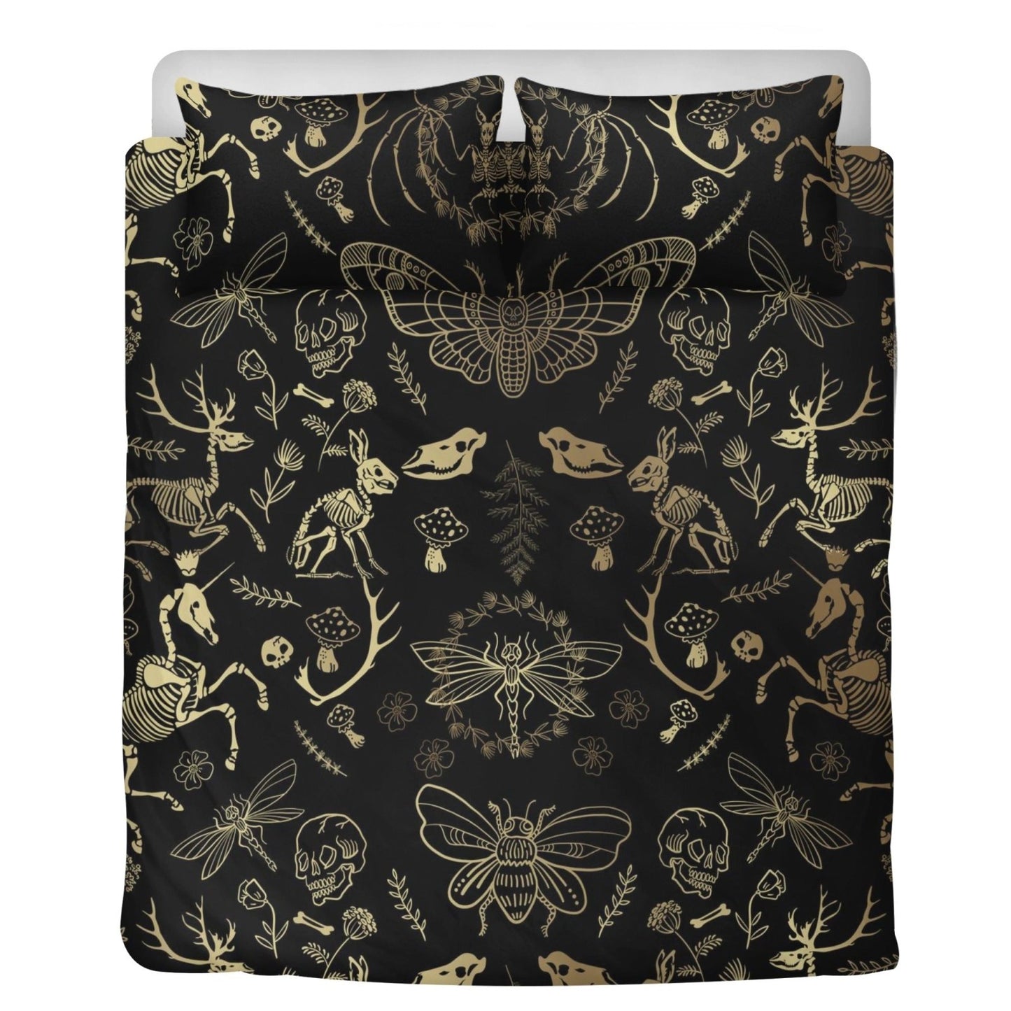 Forest Animal bones skeleton 3 Pcs Beddings, Oddities Dark academia Duvet Cover Set - sense forest
