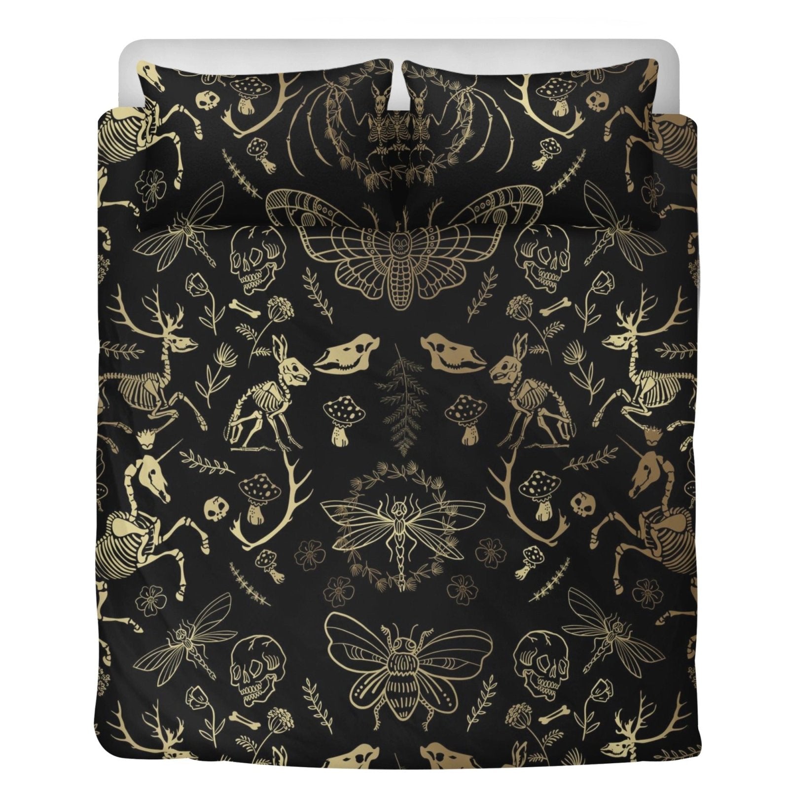 Forest Animal bones skeleton 3 Pcs Beddings, Oddities Dark academia Duvet Cover Set - sense forest