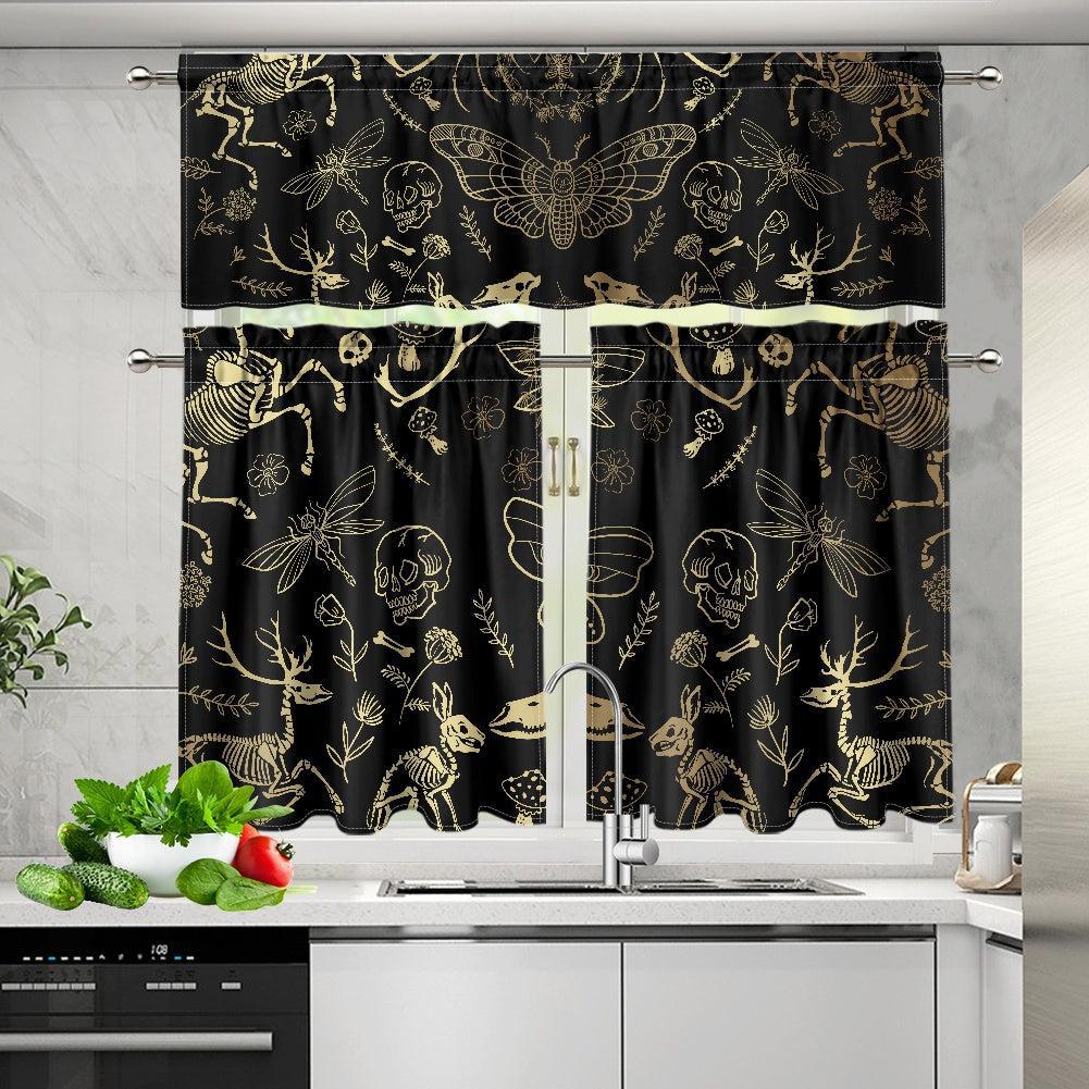Forest animal bones skeleton Kitchen Curtain Valance and Tiers Set | Sense Forest - sense forest