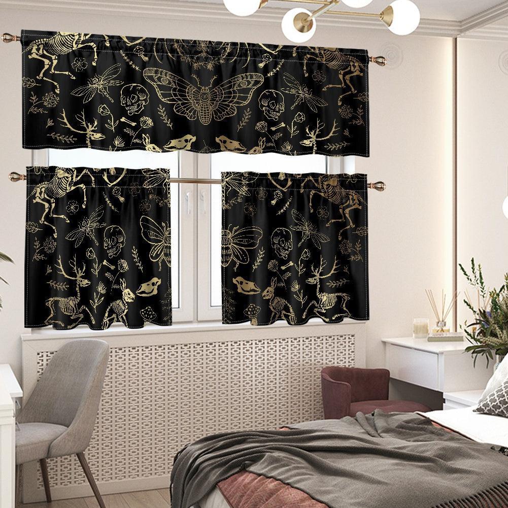 Forest animal bones skeleton Kitchen Curtain Valance and Tiers Set | Sense Forest - sense forest