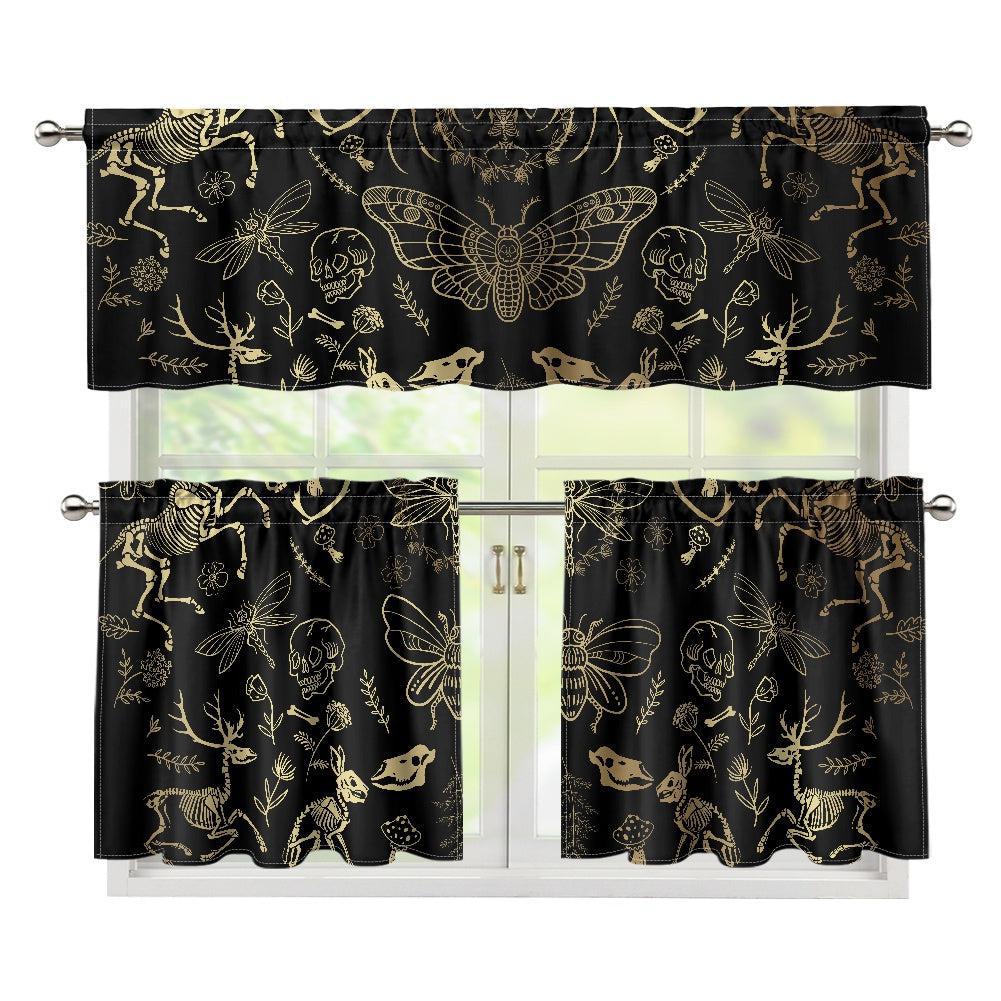Forest animal bones skeleton Kitchen Curtain Valance and Tiers Set | Sense Forest - sense forest