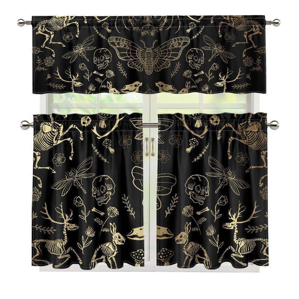 Forest animal bones skeleton Kitchen Curtain Valance and Tiers Set | Sense Forest - sense forest