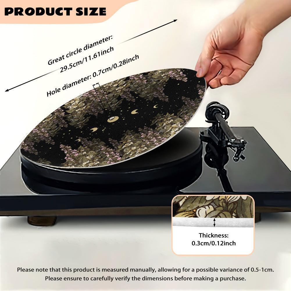 Foxglove Moon Phase Dark Cottagecore Turntable Slipmat | Sense Forest - sense forest