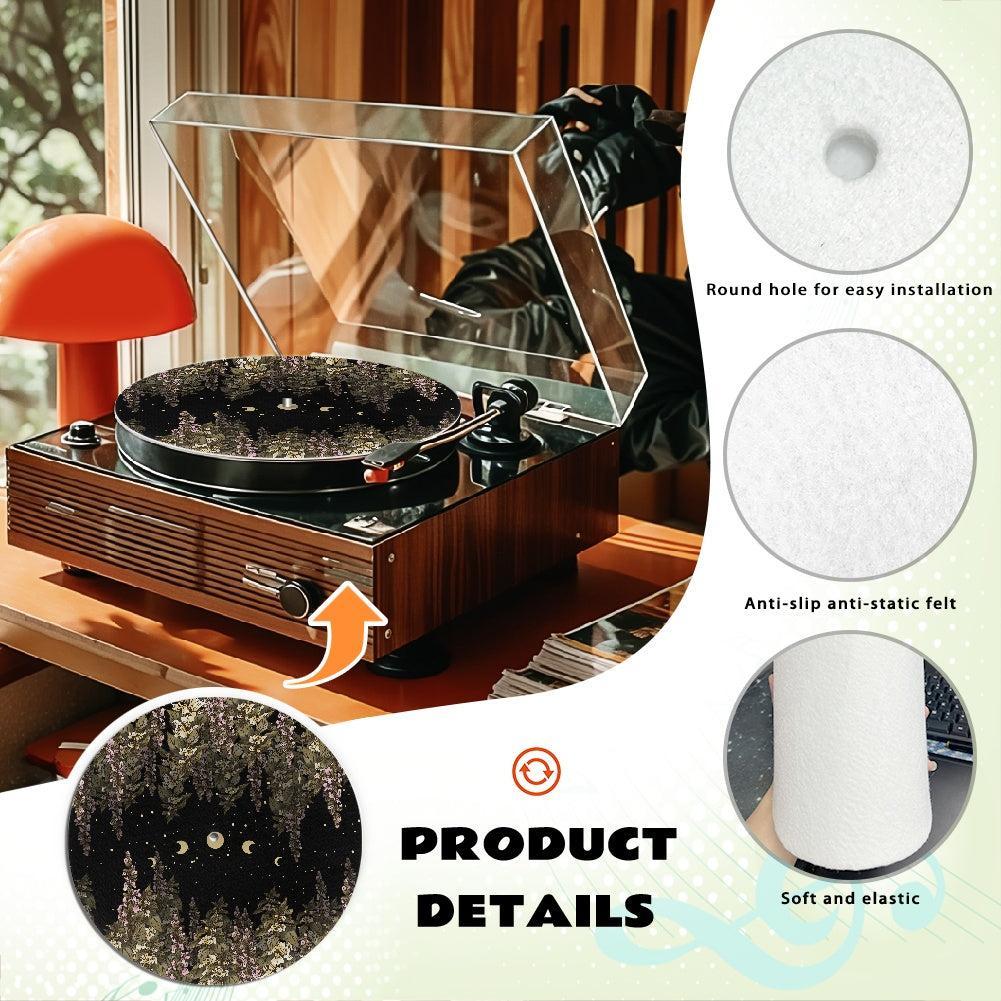 Foxglove Moon Phase Dark Cottagecore Turntable Slipmat | Sense Forest - sense forest