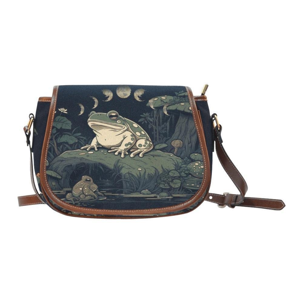 Goblincore Green Forest Frog Canvas Saddle Bag | Sense Forest - sense forest