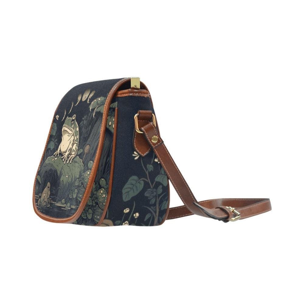 Goblincore Green Forest Frog Canvas Saddle Bag | Sense Forest - sense forest