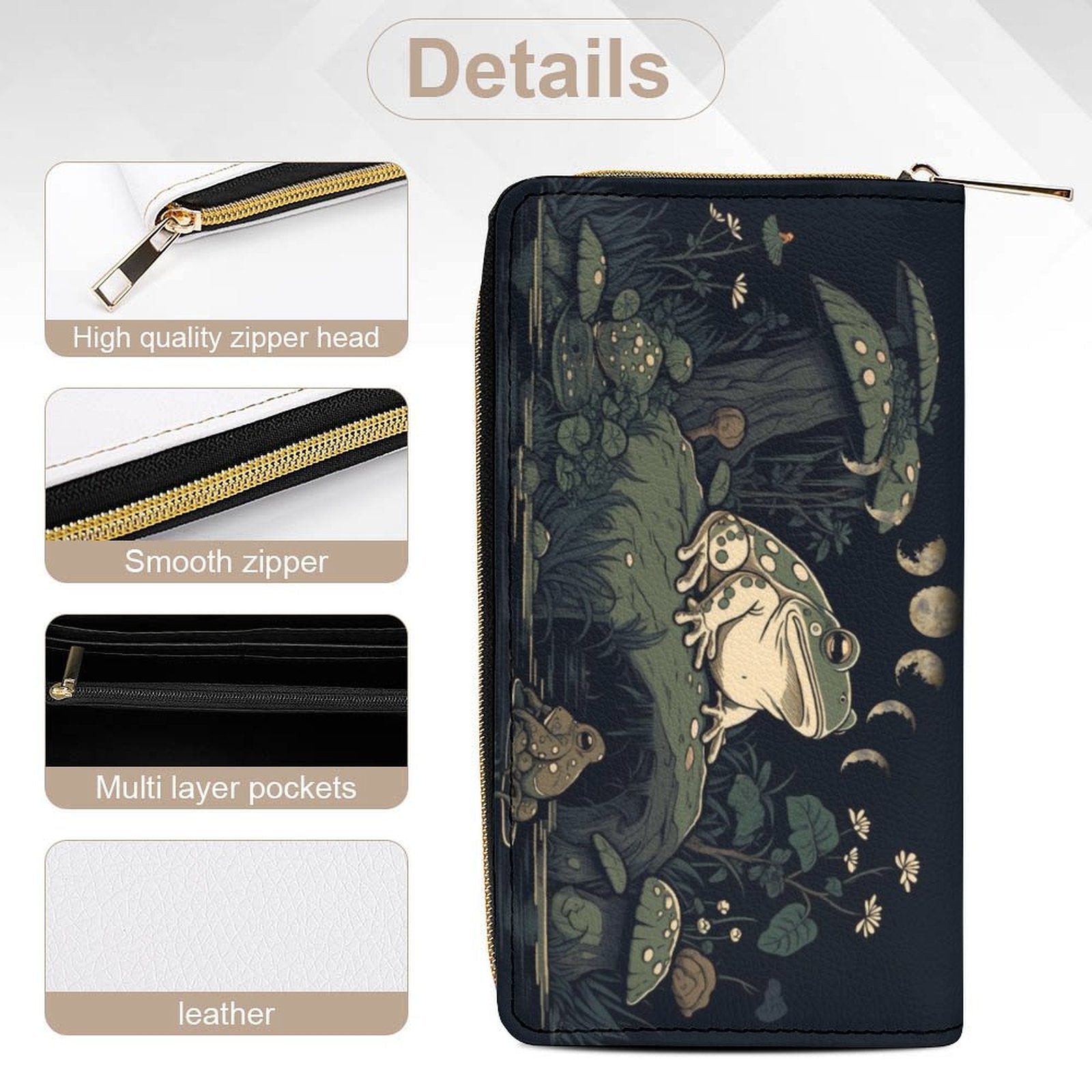 Goblincore Green Frog Zip Around Wallet Custom Wallet - sense forest
