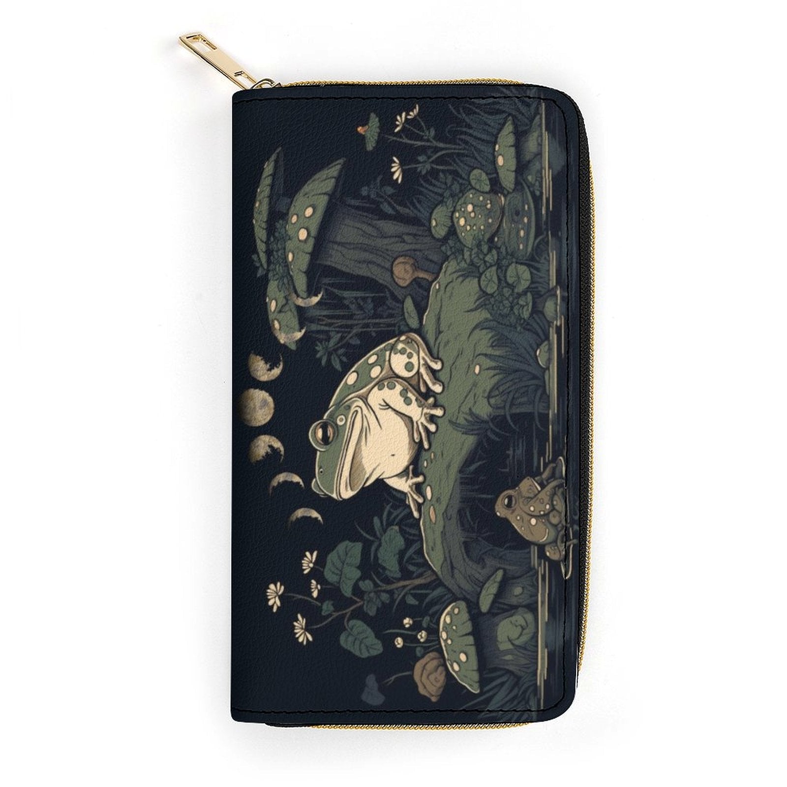Goblincore Green Frog Zip Around Wallet Custom Wallet - sense forest