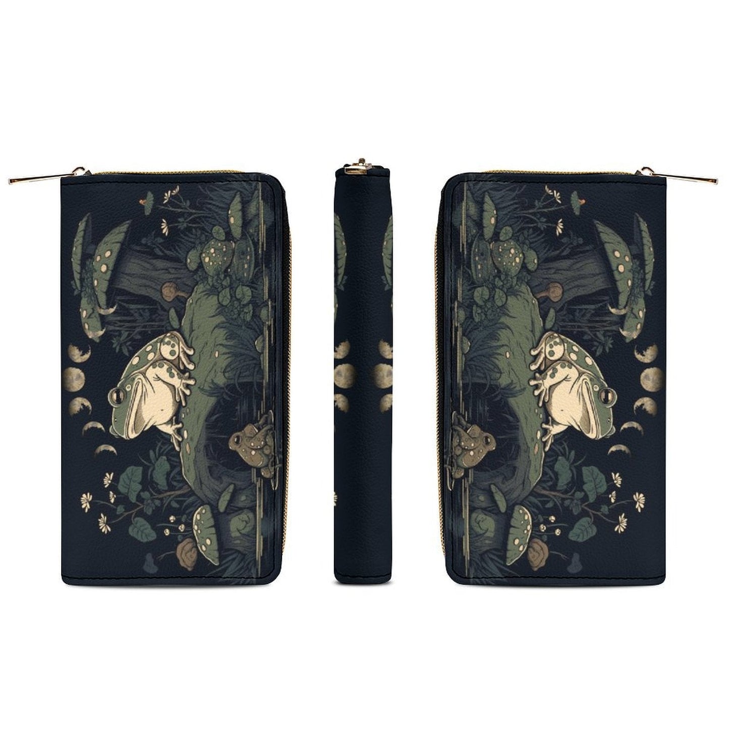 Goblincore Green Frog Zip Around Wallet Custom Wallet - sense forest