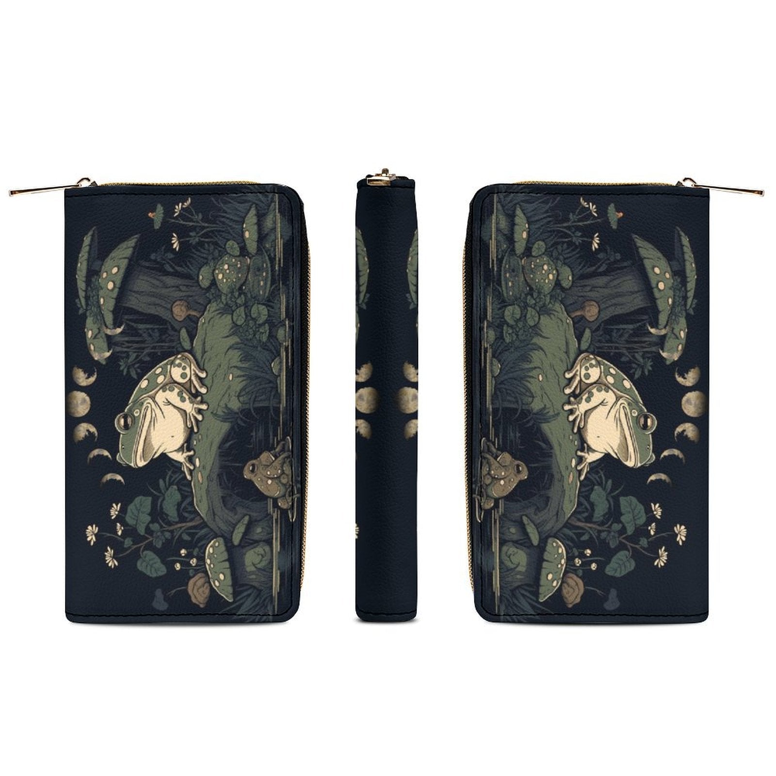 Goblincore Green Frog Zip Around Wallet Custom Wallet - sense forest
