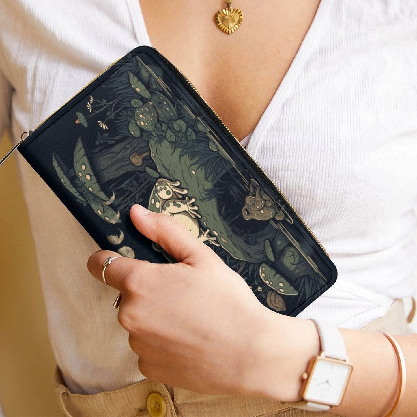 Goblincore Moon Frog forest satchel bag - sense forest